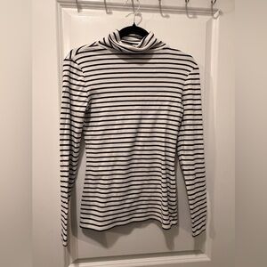 Boden Black and White Striped Long Sleeve Turtleneck